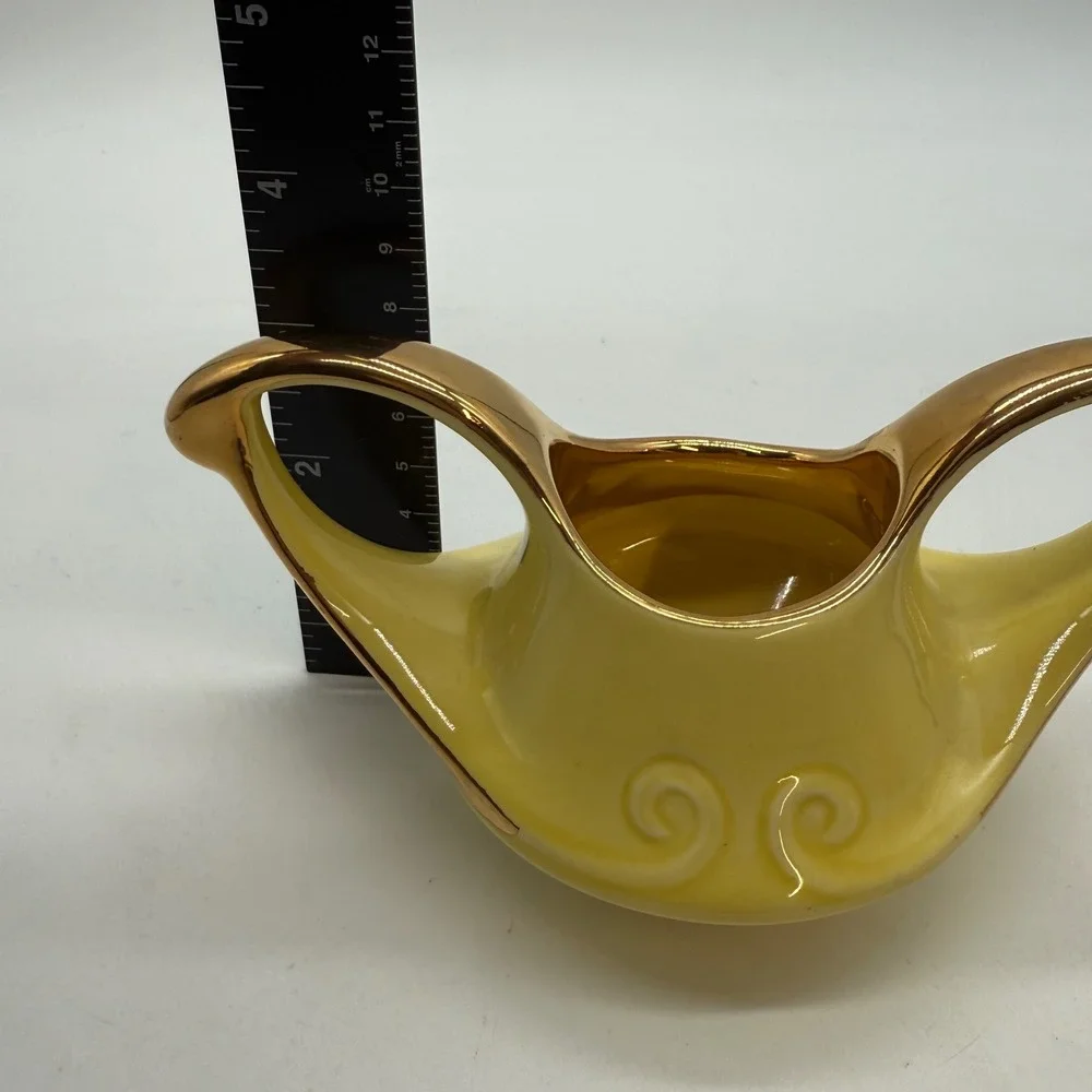 Vintage Yellow Creamer‎ Pitcher Set Gold Trim Decorative Porcelain